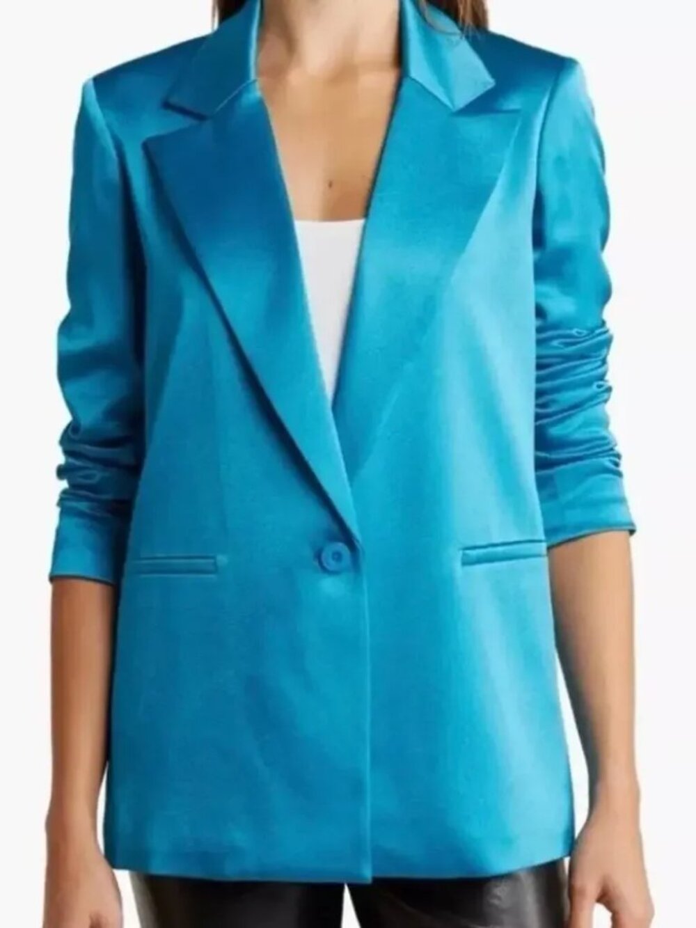 NWT Alice + Olivia Denny Boyfriend Blazer Turkish Blue Size 4